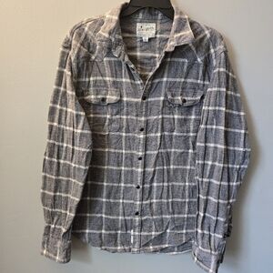 Lucky Brand Saturday Stretch  Snap Western Plaid Flannel Shirt Men's Large Gray